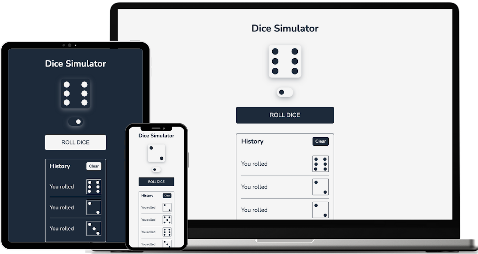 tablet and smartphone with dice simulator image